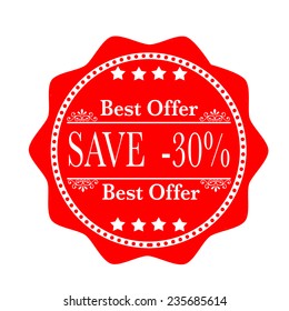 label stamp with text best offer save -30% on vector illustration