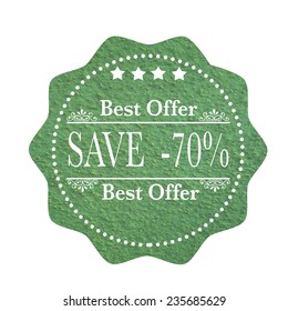 label stamp with text best offer save -70% on vector illustration