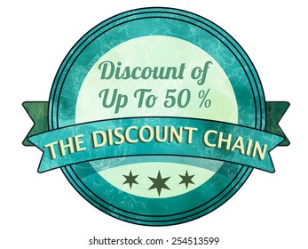 label stamp with text the discount chain on vector illustration