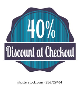 Label stamp with text discount at checkout on vector illustration