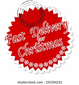 label stamp with text fast delivery for christmas on vector illustration