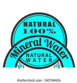 Label stamp with text Mineral water on vector illustration