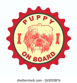 label stamp with text puppy on board on vector illustration