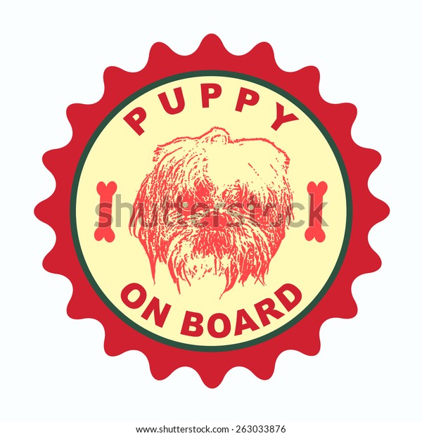 label stamp with text puppy on board on\
vector illustration