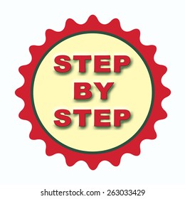 label stamp with text step by step on vector illustration