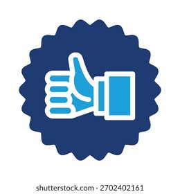 Etiqueta, selo, Polegar para cima design de vetor ícone colorido bom para web ou aplicativo móvel