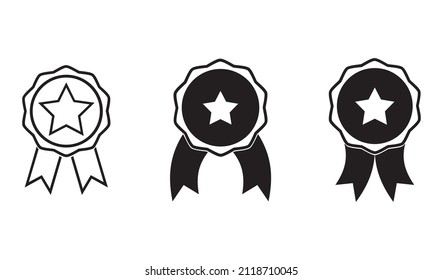 label with star and banners symbol. achievement certificate icon collections, 