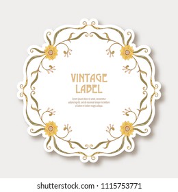 Label, sticker in art nouveau style Isolated on white background.. Label for products or cosmetics. Vintage, old, retro style. Stock vector illustration.