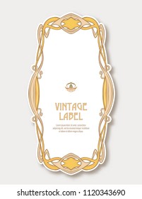 Label, sticker in art nouveau style Isolated on white background. Label for products or cosmetics. Vintage, old, retro style. Stock vector illustration.