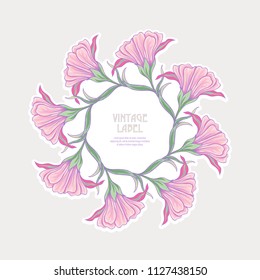 Label, sticker in art nouveau style Isolated on white background.. Label for products or cosmetics. Vintage, old, retro style. Stock vector illustration.