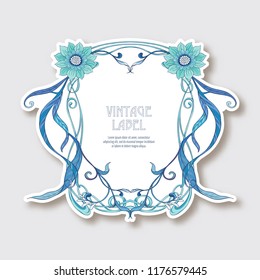 Label, sticker in art nouveau style Isolated on white background. Label for products or cosmetics. Vintage, old, retro style. Stock vector illustration.