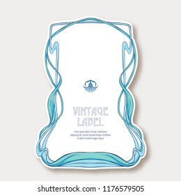 Label, sticker in art nouveau style Isolated on white background. Label for products or cosmetics. Vintage, old, retro style. Stock vector illustration.