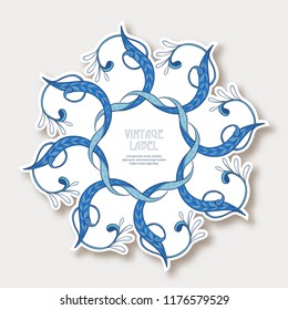 Label, sticker in art nouveau style Isolated on white background. Label for products or cosmetics. Vintage, old, retro style. Stock vector illustration.