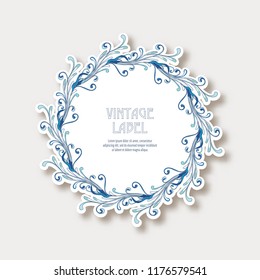 Label, sticker in art nouveau style Isolated on white background. Label for products or cosmetics. Vintage, old, retro style. Stock vector illustration.