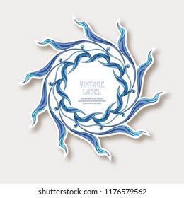 Label, sticker in art nouveau style Isolated on white background. Label for products or cosmetics. Vintage, old, retro style. Stock vector illustration.