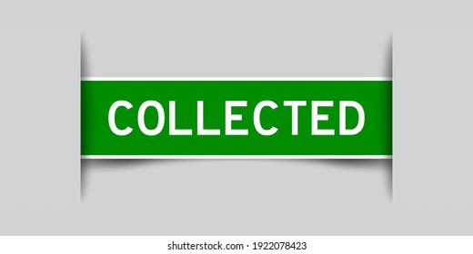 Label sticker green color in word collected that inserted in gray background