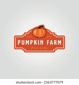 ilustración de etiqueta pegatina diseño vintage simple de la calabaza vectorial con tipografía