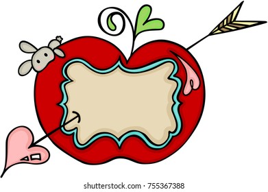 Label sticker of love red apple of cupid