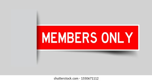 Label sticker red color in word members only that inserted in gray background