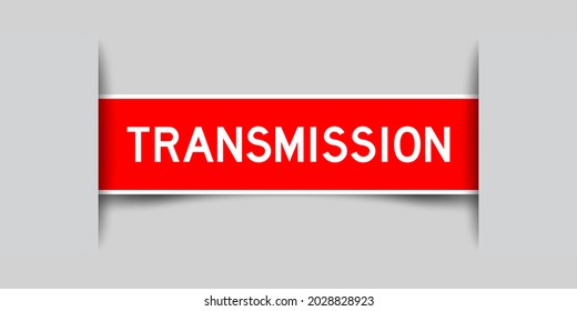 Label sticker red color in word transmission that inserted in gray background