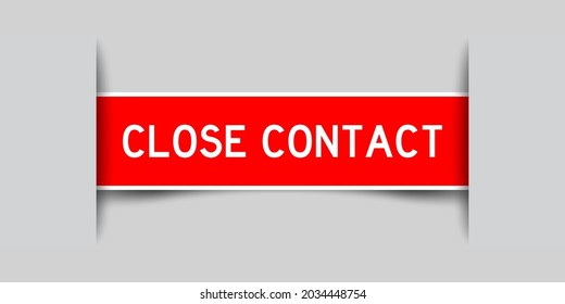Label sticker red color in word close contact that inserted in gray background