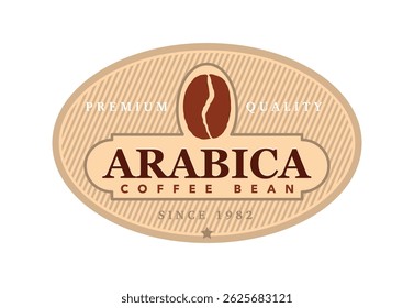 Label or sticker template for packaging. Quality arabica coffee bean logo showcasing premium product
