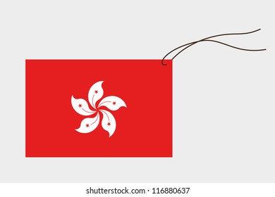 A label with string of the flag of Hong Kong