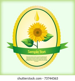 Label with a sunflower