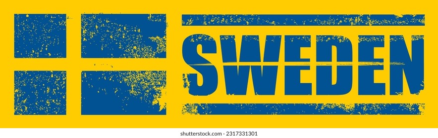 Label Sweden - grunge vector texture