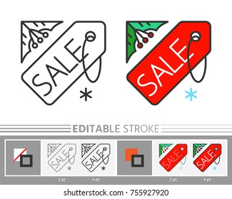 Label tag banner badge sale linear icon. Line without and with color fill. Editable stroke, fill, background. Outline sign. Web, print, logo, tag, label season clearance, special offer Vector isolated