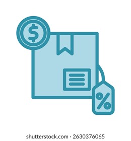 Label Tag dual tone blue color, mini illustration icon. use for modern concept, print, UI, UX kit, web and app development. Vector related to sales, logistic and ecommerce