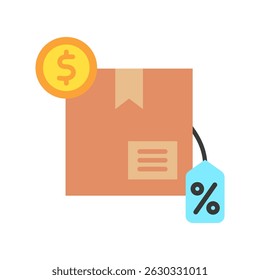 Label Tag flat color, mini illustration icon. use for modern concept, print, UI, UX kit, web and app development. Vector related to sales, logistic and ecommerce