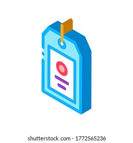 Vector de iconos de etiqueta. Signo de etiqueta isométrica. ilustración de símbolo aislado de color