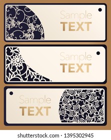 Label and tag for laser cutting products. Floral motif for an openwork pattern. Pattern through cutting patterns.