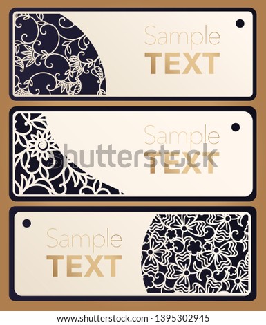 Label and tag for laser cutting products. Floral motif for an openwork pattern. Pattern through cutting patterns.