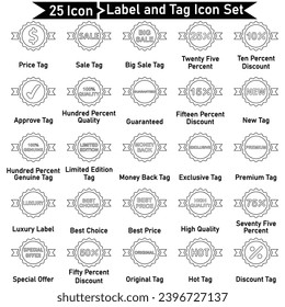 Label and Tag Line Icon Set, Vector graphics 