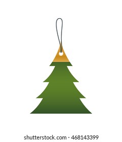 label tag pine tree merry christmas decoration icon. Isolated and flat illustration