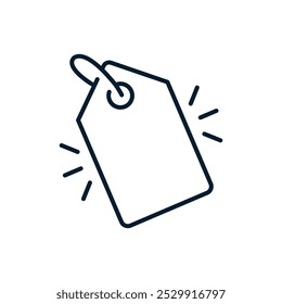 Etiqueta, etiqueta. Concepto de venta. Icono lineal de Vector aislado sobre fondo blanco.