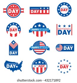 Label and tag set, independence day, 4th of July. vector illustration