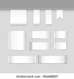 Label Tag Stitch Set White Vector Isolated