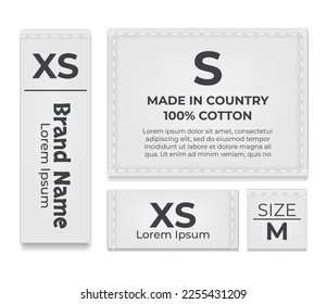 Label tag wash instruction cloth care fabric cotton isolated set. Vector graphic design illustration