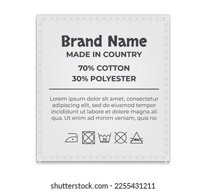 Label tag wash instruction cloth care fabric cotton isolated set. Vector graphic design illustration