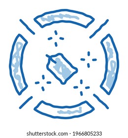 label target aim sketch icon vector. Hand drawn blue doodle line art label target aim sign. isolated symbol illustration