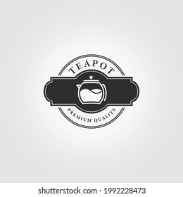 Label of Teapot Logo Vintage Vector Illustration Design