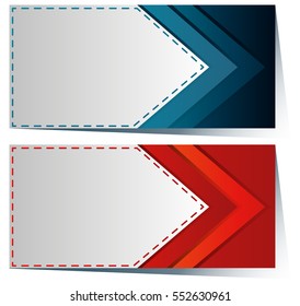 Plantilla de etiqueta con ilustración de flecha azul y roja