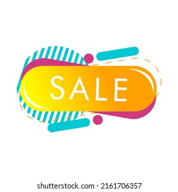 label template flat design, trendy banner, geometric style, for discount, sale, offer, memphis banner, editable, bright color with attractive color gradation