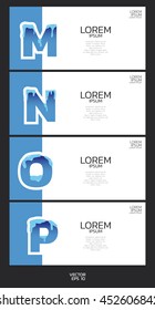 Label template. Ice alphabet font concept.