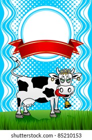 Label template with the image of a cow