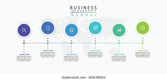 label template infographic in vector concept with icons 6 options or steps Infographics for educational business concepts, data graphics, flowcharts, presentations.