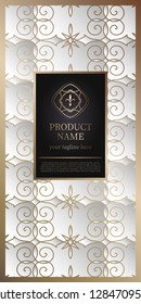 Label template Luxury design for product packaging. With gold foil. And silver isolated on white background. Vector